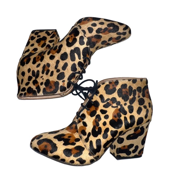 Kate Spade Roger Calf Hair Leather Bootie Size 8.5M Leopard Animal Print Cheetah - Picture 3 of 16